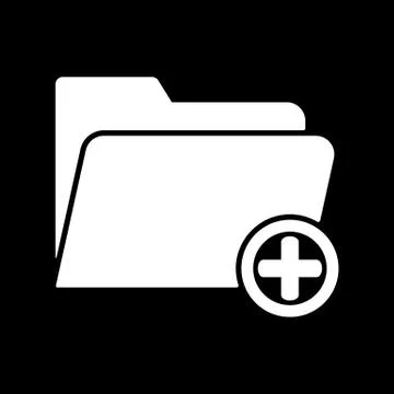 The add to folder icon. Data and directory, archive, storage symbol. Flat 스톡 일러스트