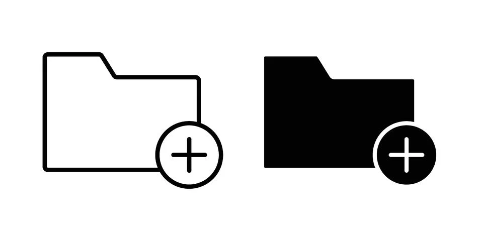 Add folder icon. Outline, flat icons Stockillustratie