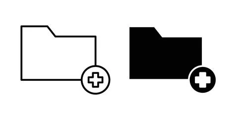 Add folder icon symbol, outline icons Stock Illustration