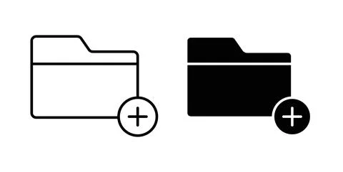 Add folder icon symbol. Vector illustration pack in black color. Stock Illustration