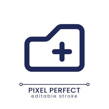 Add to folder pixel perfect linear ui icon Stock Illustration