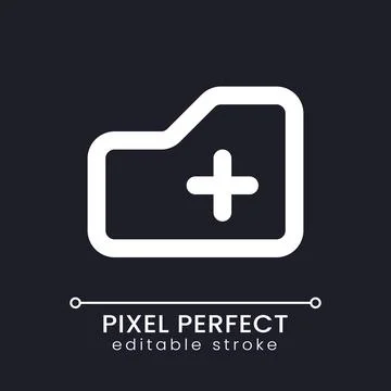 Add to folder pixel perfect white linear ui icon for dark theme Illustrazione stock