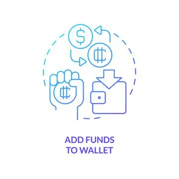 Add funds to wallet blue gradient concept icon Stock Illustration