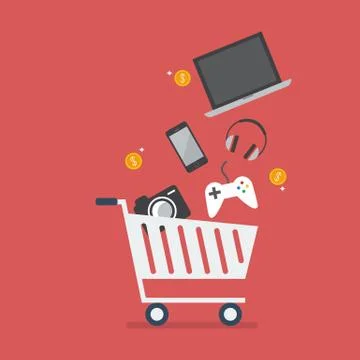 Add gadgets to cart Stock Illustration