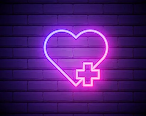 Add heart neon icon. Elements of sosial media network set. Simple icon for we Ilustración de archivo