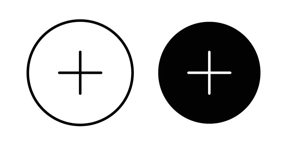 Add icon black vector isolated on white Stock Illustration