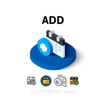 Add icon in different style Stock Illustration