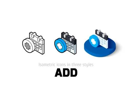 Add icon in different style Stock Illustration
