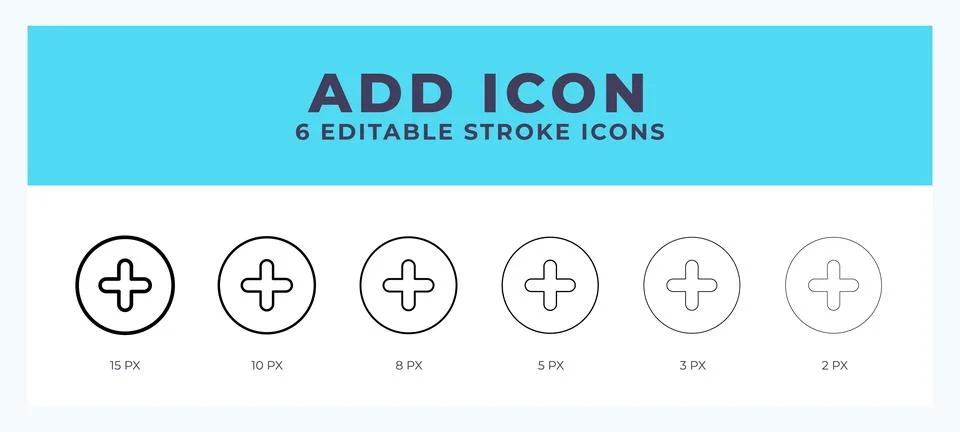 Add icon vector illustration. With editable stroke for web. App and more. Stock Illustration