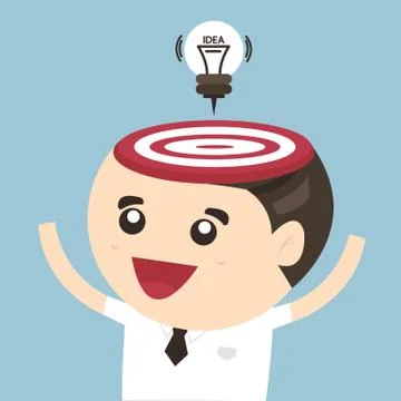 Add idea to brain, bulb attack dart, Ideas concept Stock Illustration