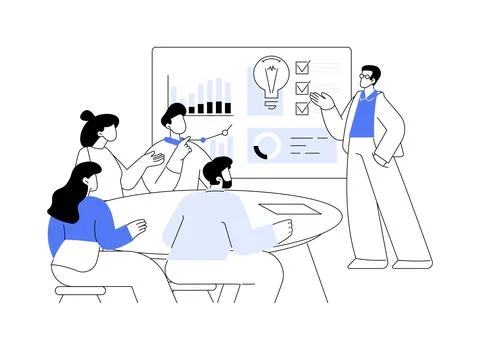 Add idea presentation isolated cartoon vector illustrations. Ilustración de archivo