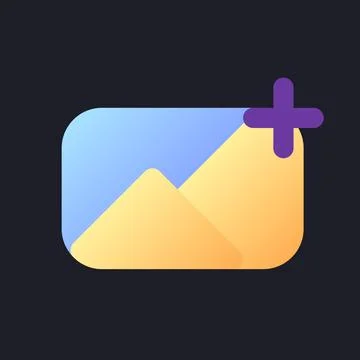 Add image flat gradient fill ui icon for dark theme Stock Illustration