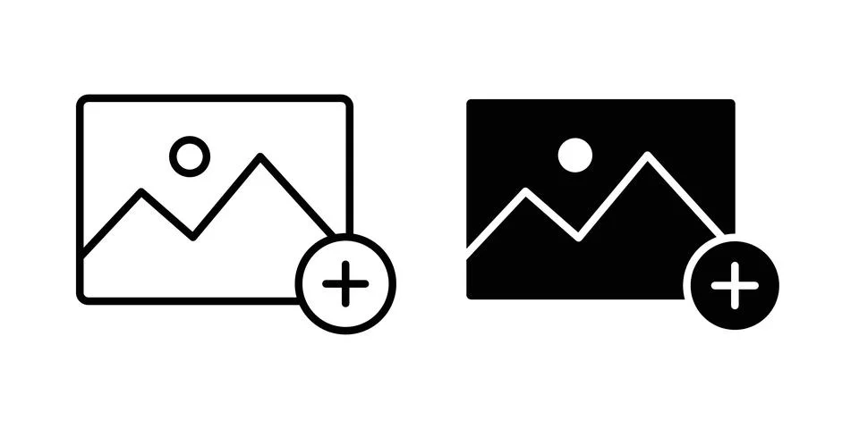 Add image icon symbol. Flat and Stroke Vector illustration 스톡 일러스트