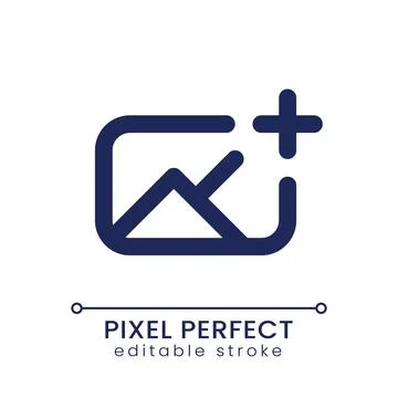 Add image pixel perfect linear ui icon Stock Illustration