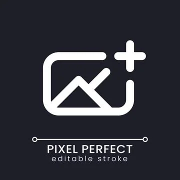 Add image pixel perfect white linear ui icon for dark theme Stock Illustration