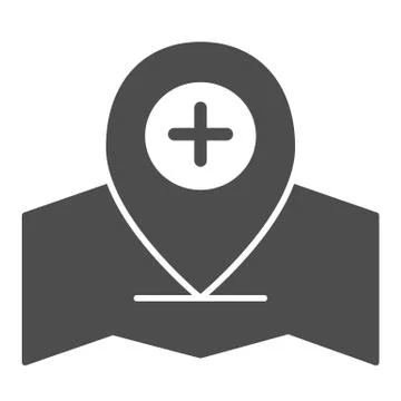 Add location pin solid icon. Gps pin vector illustration isolated on white. Map Illustrazione stock