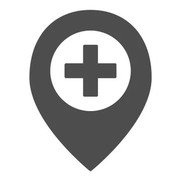 Add location solid icon. Map pin and plus vector illustration isolated on white Stock Illustration