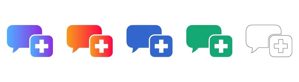 Add Message Speech Bubble Icons 스톡 일러스트