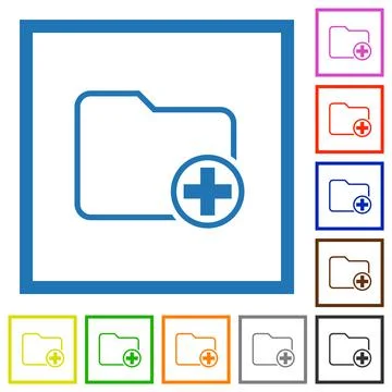 Add new directory flat framed icons Stock Illustration