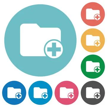 Add new directory flat round icons Stock Illustration