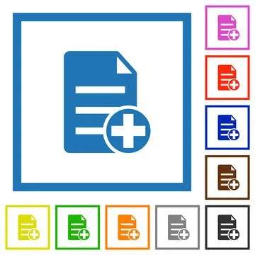 Add new document flat framed icons Illustrazione stock