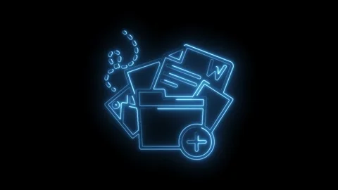 Add new documents to file data archive with glowing neon line animation Stock Footage 316674792