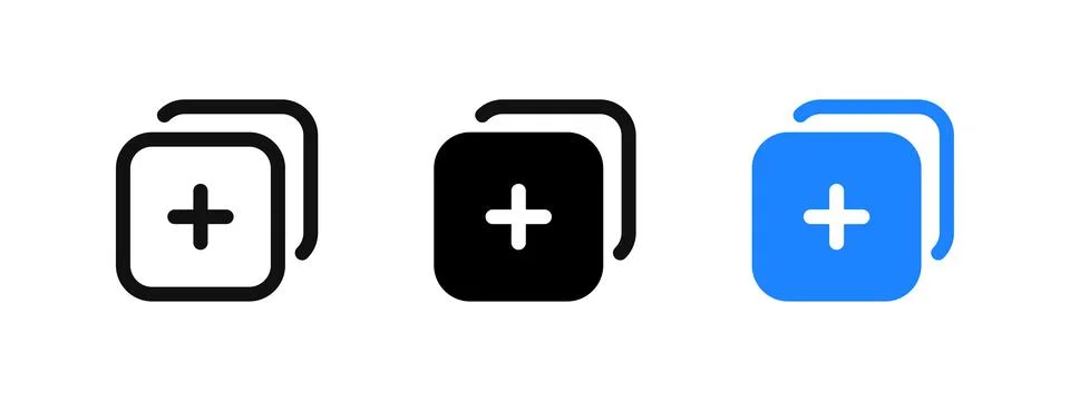 Add new post icon. Create new layer symbol. Duplicate sign. Publish button... Stock Illustration