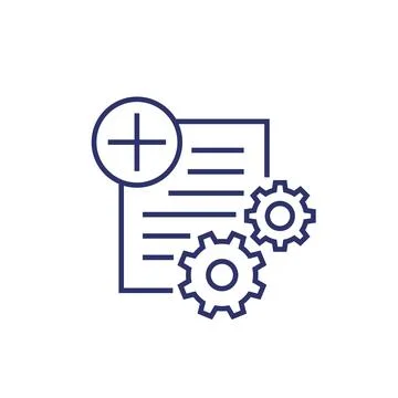 Add new project icon on white, line vector Illustrazione stock