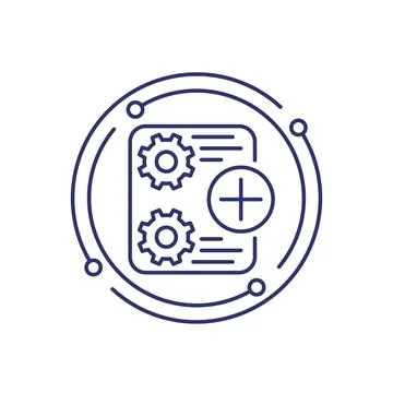 Add new project, task line icon, vector Illustrazione stock