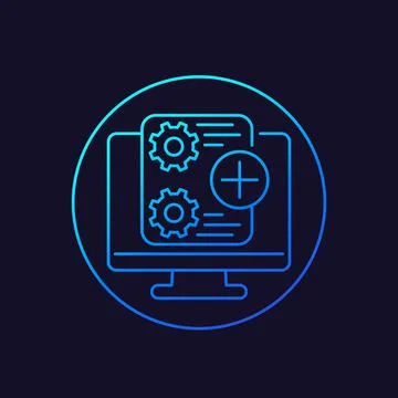 Add new project, task line vector icon Illustrazione stock