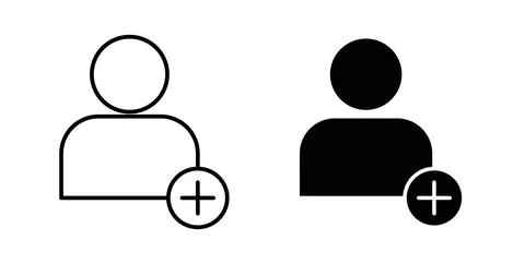 Add a new user icon in black and white. vector icon pack for websites Stock Illustration