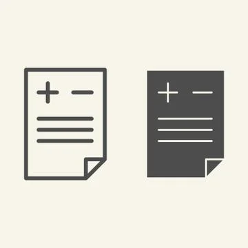 Add or delete document line and glyph icon. File with plus and minus vector 스톡 일러스트