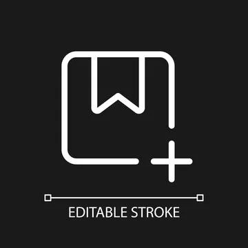 Add parcel pixel perfect white linear ui icon for dark theme Stock Illustration