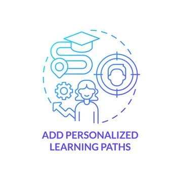 Add personalized learning paths blue gradient concept icon Stock Illustration