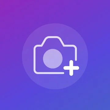 Add photo icon with camera Stock Illustration