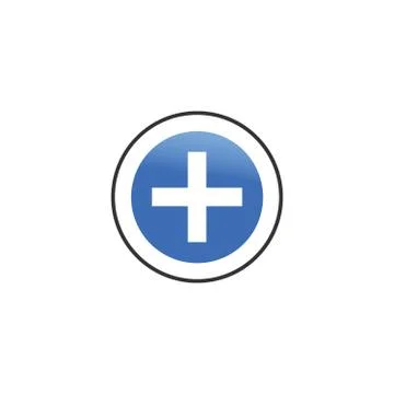 Add plus icon in flat style. Plus sign, add icon, medical cross. Stock Vector Stock Illustration