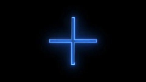 Add plus icon glowing neon blue color animation black background Video stock 274950866