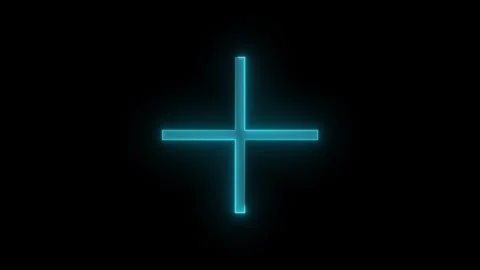 Add plus icon glowing neon cyan color animation black background Video stock 274950869