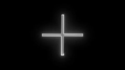 Add plus icon glowing neon white color animation black background Video stock 274950882