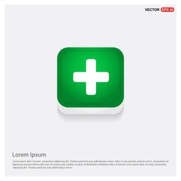 Add Plus icon Green Web Button Illustrazione stock