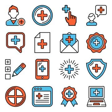 Add Plus Icons Set on White Background. Vector 스톡 일러스트