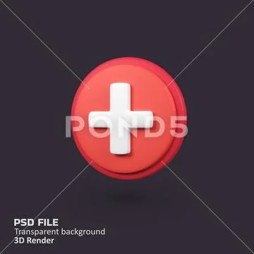 Add plus isolated 3d render icon illustration PSD Template