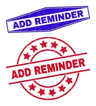 ADD REMINDER Corroded Stamp Seals in Round and Hexagon Shapes Stock Illustration