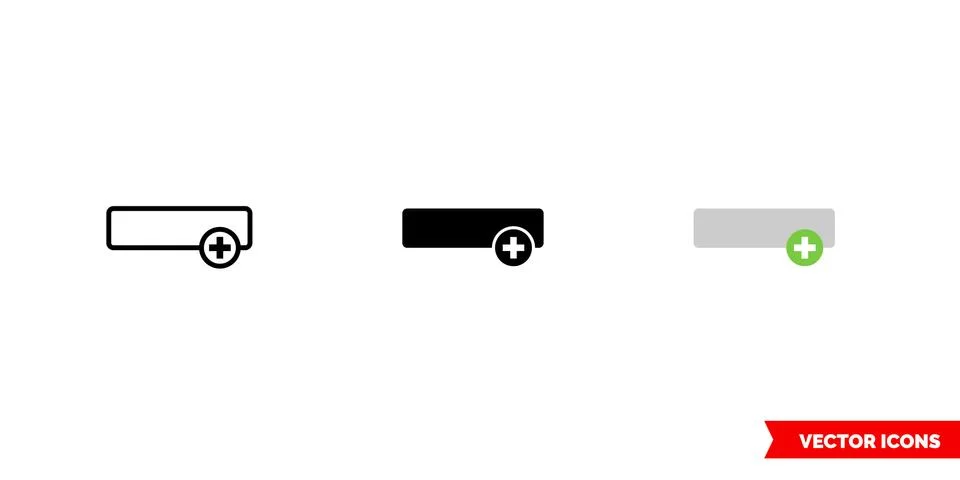 Add row icon of 3 types color, black and white, outline. Isolated vector sign イラスト素材