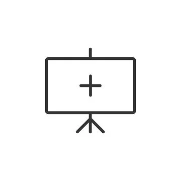 Add slides icon. Training, presentation icon. School lecture, business seminar Stock Illustration