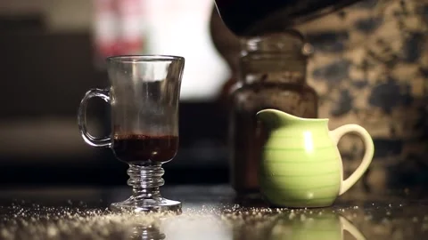 Add some hot water to cocoa and stir Stock Footage 159558352