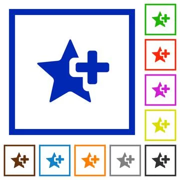 Add star flat framed icons Stock Illustration