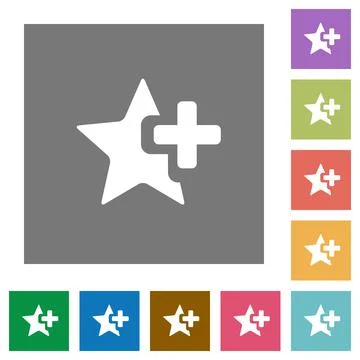 Add star square flat icons Stock Illustration