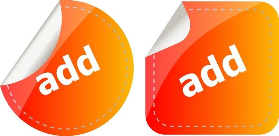 Add stickers set, icon button isolated on white Stock Illustration