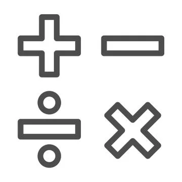 Add, subtract, divide, multiply symbols line, Education concept, Math calculate Stock Illustration